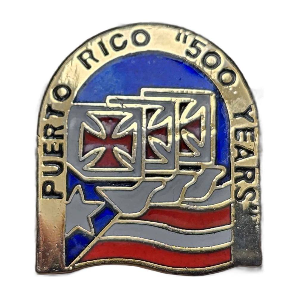 Puerto Rico 500 Years Commemorative Enamel Lapel Vest Hat Pin J32